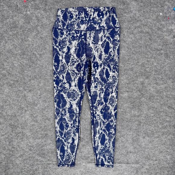 Carbon38 Metallic Snake Print High Rise Leggings Size Large Blue Silver - Picture 2 of 4